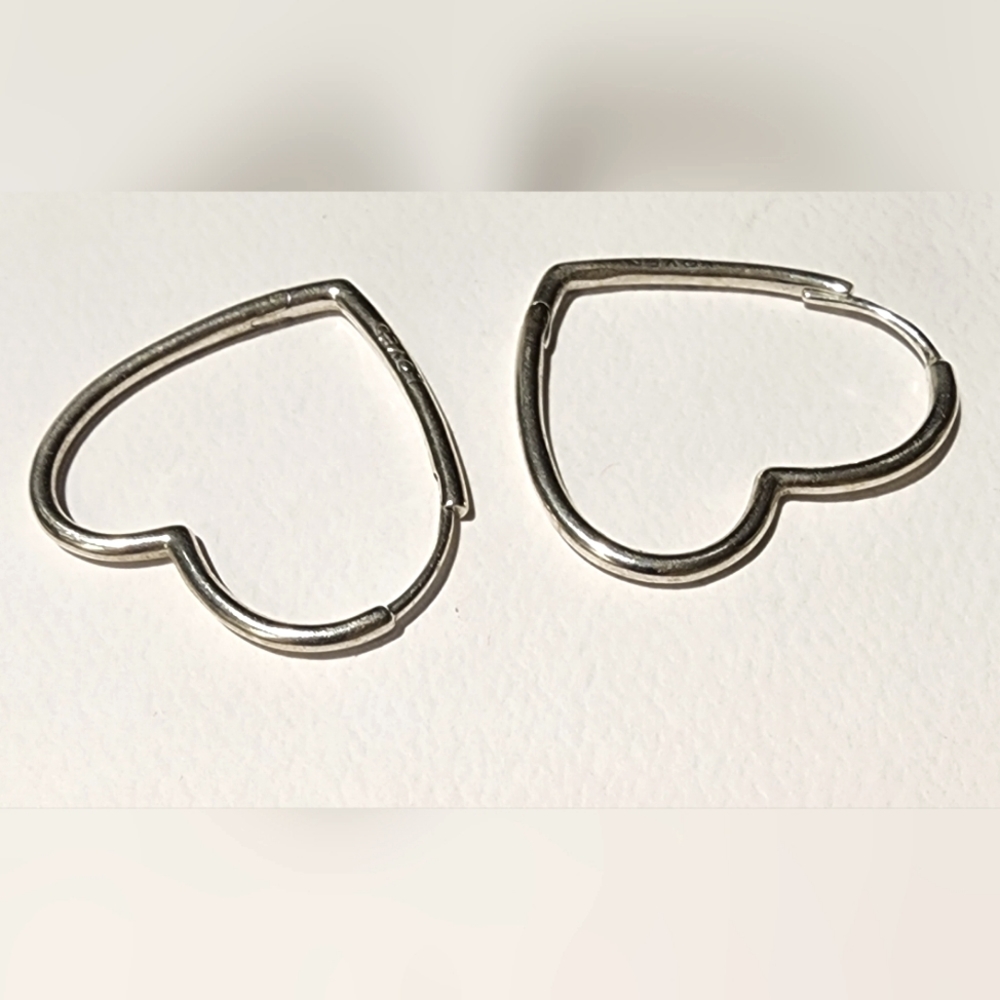 Authentic Pandora Large Asymmetrical Heart Hoops